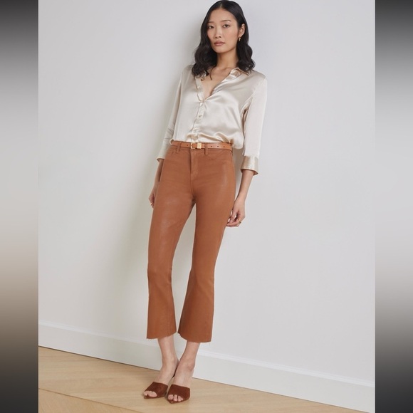 L’Agence Kendra High-Rise Coated Crop Flare Jean Size 27-
26” Inseam - Picture 2 of 10